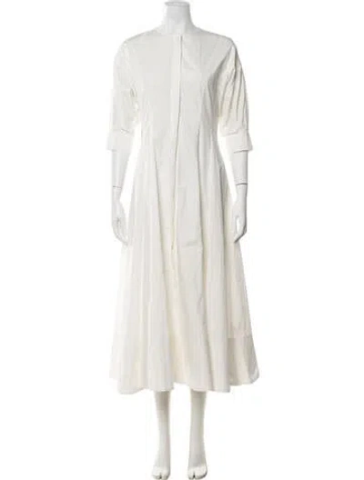 Pre-owned Co Midi Length Dress In White