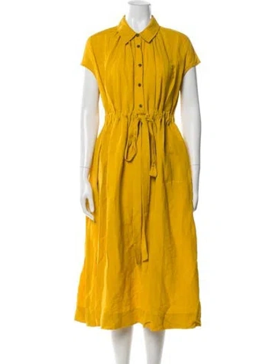 Pre-owned Co Midi Length Dress In Yellow