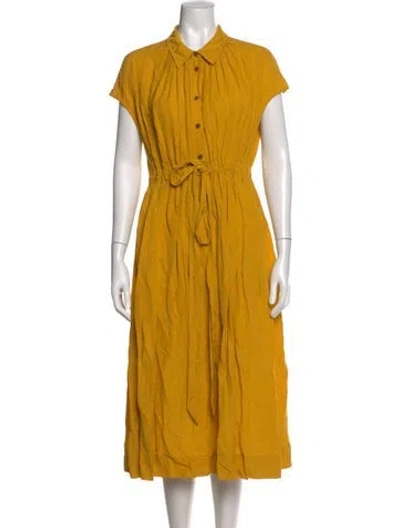 Pre-owned Co Midi Length Dress In Yellow
