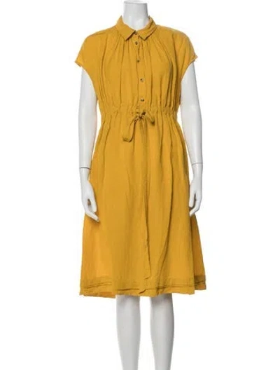 Pre-owned Co Midi Length Dress In Yellow