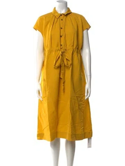 Pre-owned Co Midi Length Dress In Yellow