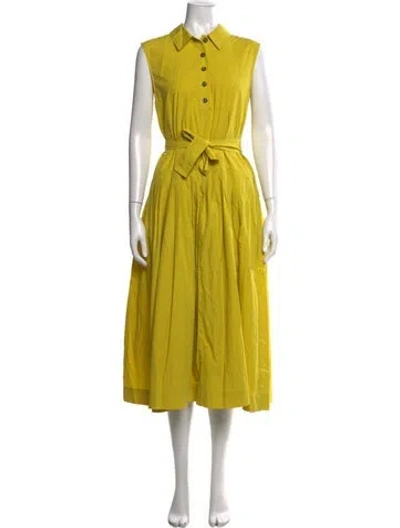 Pre-owned Co Midi Length Dress In Yellow