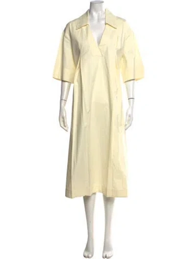 Pre-owned Co Midi Length Dress In Yellow