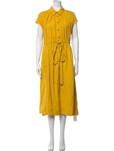 Pre-owned Co Midi Length Dress In Yellow