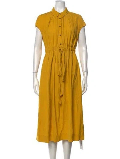 Pre-owned Co Midi Length Dress In Yellow