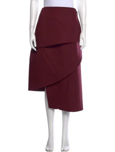 Pre-owned Co Midi Length Skirt In Burgundy