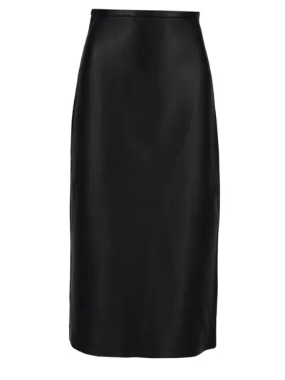 Co Midi Skirt In Smooth Lambskin Leather In Black