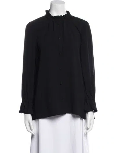 Pre-owned Co Mock Neck Long Sleeve Blouse In Black