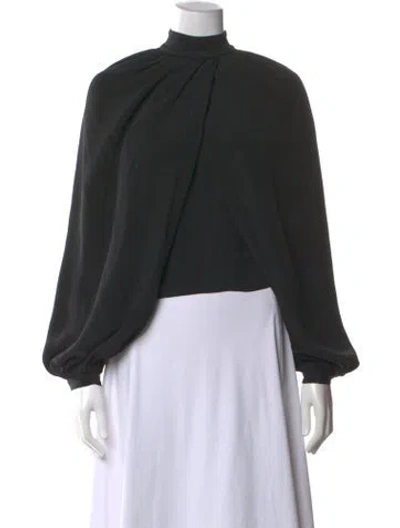 Pre-owned Co Mock Neck Long Sleeve Blouse In Black