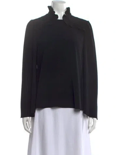 Pre-owned Co Mock Neck Long Sleeve Blouse In Black