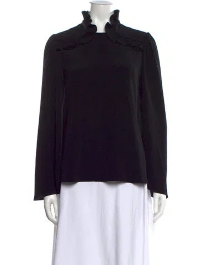 Pre-owned Co Mock Neck Long Sleeve Blouse In Black