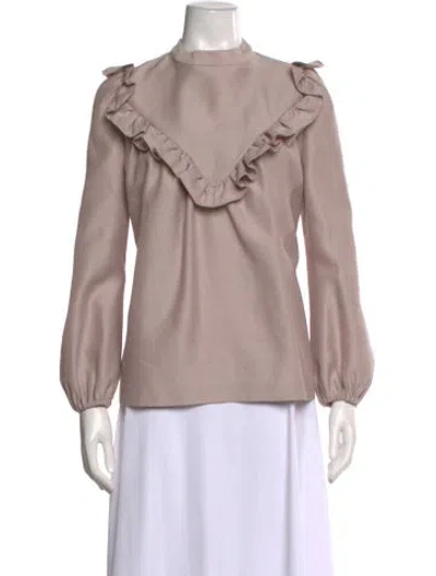 Pre-owned Co Mock Neck Long Sleeve Blouse In Pink
