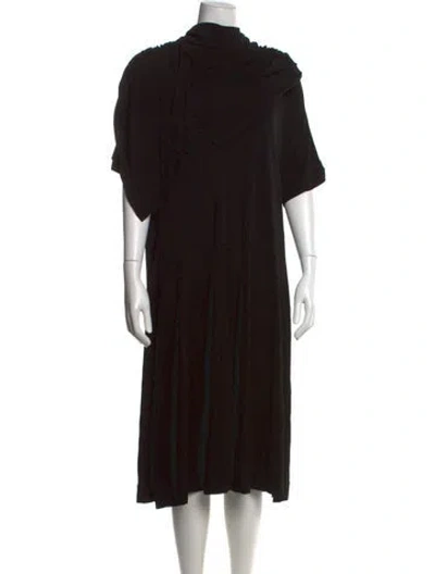 Pre-owned Co Mock Neck Midi Length Dress In Black