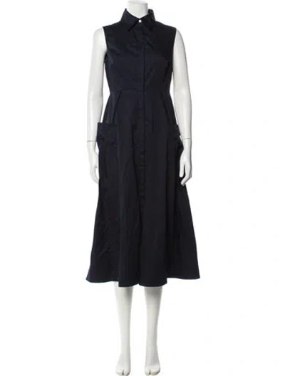 Pre-owned Co Mock Neck Midi Length Dress In Blue