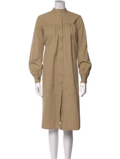 Pre-owned Co Mock Neck Midi Length Dress In Neutral