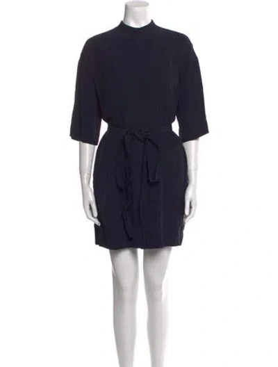 Pre-owned Co Mock Neck Mini Dress In Blue