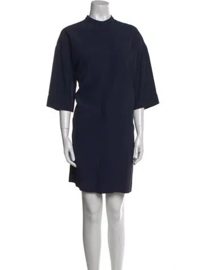 Pre-owned Co Mock Neck Mini Dress In Blue