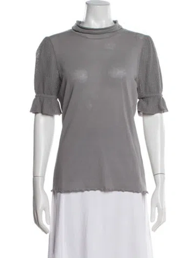 Pre-owned Co Mock Neck Short Sleeve Top In Gray