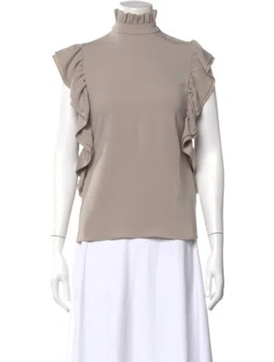Pre-owned Co Mock Neck Short Sleeve Top In Neutral