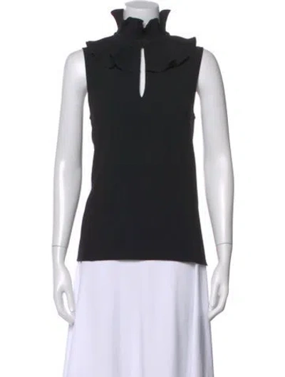 Pre-owned Co Mock Neck Sleeveless Top In Black