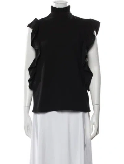Pre-owned Co Mock Neck Sleeveless Top In Black