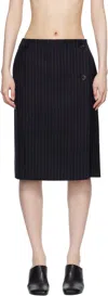 Co Navy Wrap Miniskirt In 418 Navy Stripe