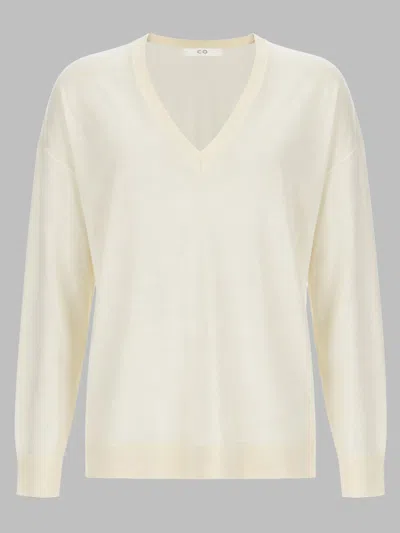 Co Long Sleeve V Neck Regular Top In Neutral