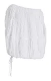 Co Off-the-shoulder Plissé Top In White