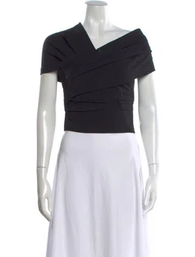 Pre-owned Co Off-the-shoulder Short Sleeve Top In Black