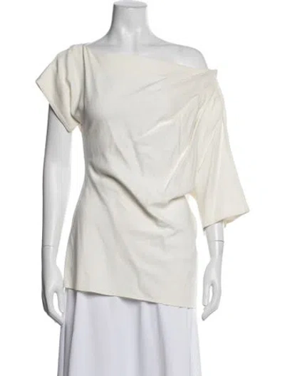 Pre-owned Co Off-the-shoulder Short Sleeve Top In Neutral