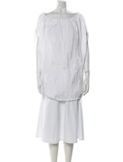 Pre-owned Co Off-the-shoulder Short Sleeve Tunic In White