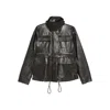 Co Cropped Leather Jacket In Black