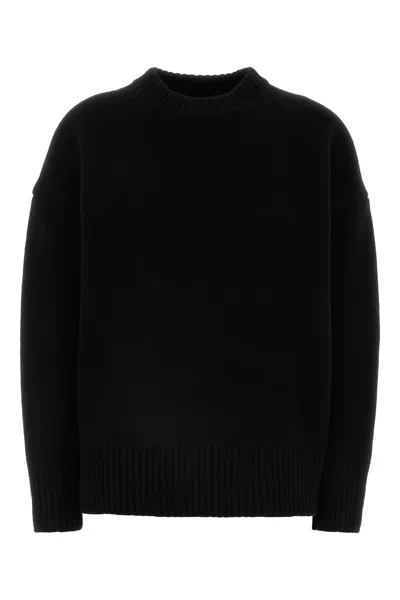 Co Oversized Crew Neck Cashmere-wool Sweater In Black