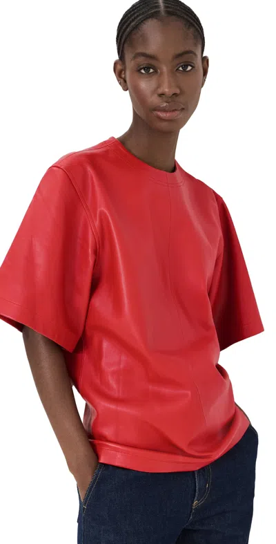 Co Oversized Leather Shirt Red