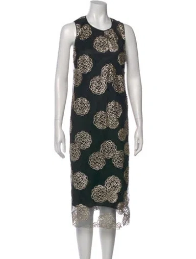 Pre-owned Co Paisley Print Midi Length Dress In Black