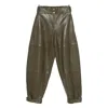 Co Leather Tapered Trousers In Green