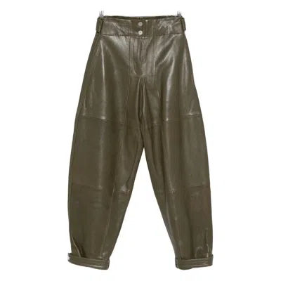 Co Leather Tapered Trousers In Green