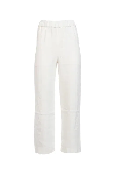 Co Elasticated Waistband Straight Trousers In Ivory