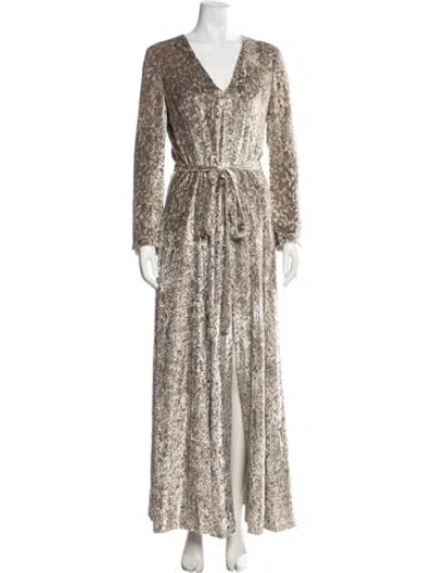 Pre-owned Co Patterned Long Dress In Neutrals