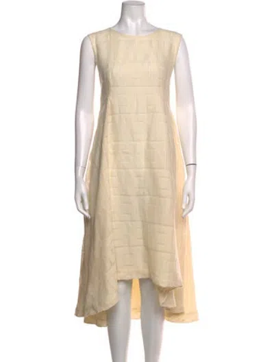 Pre-owned Co Patterned Midi Length Dress In Neutrals