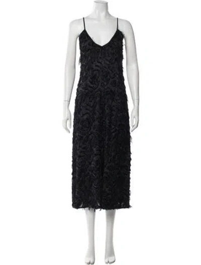 Pre-owned Co Patterned Midi Length Dress W/ Tags In Black