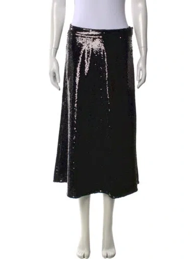 Pre-owned Co Patterned Midi Length Skirt In Black