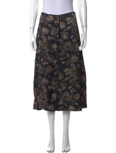 Pre-owned Co Patterned Midi Length Skirt In Black