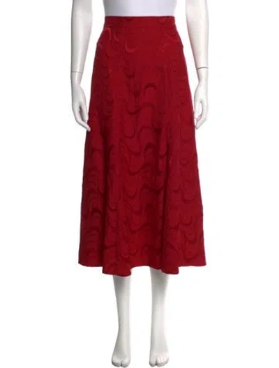 Pre-owned Co Patterned Midi Length Skirt In Red