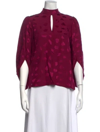 Pre-owned Co Patterned Mock Neck Top In Pink