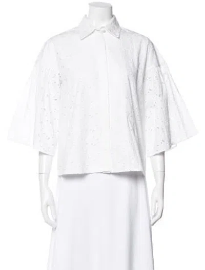 Pre-owned Co Patterned Short Sleeve Button-up Top In Neutral