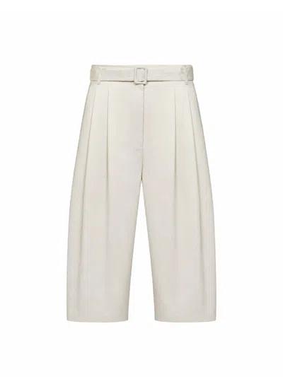 Co Pearl Garment-dyed Tton Pleated Culotte Trousers In White