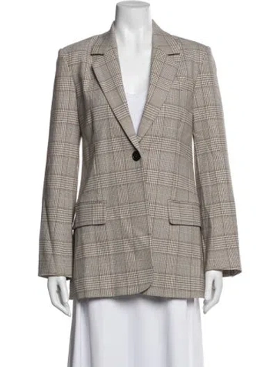 Pre-owned Co Plaid Print Blazer In Grey