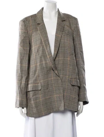 Pre-owned Co Plaid Print Blazer In Neutral