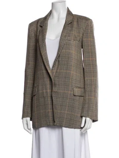 Pre-owned Co Plaid Print Blazer In Neutrals
